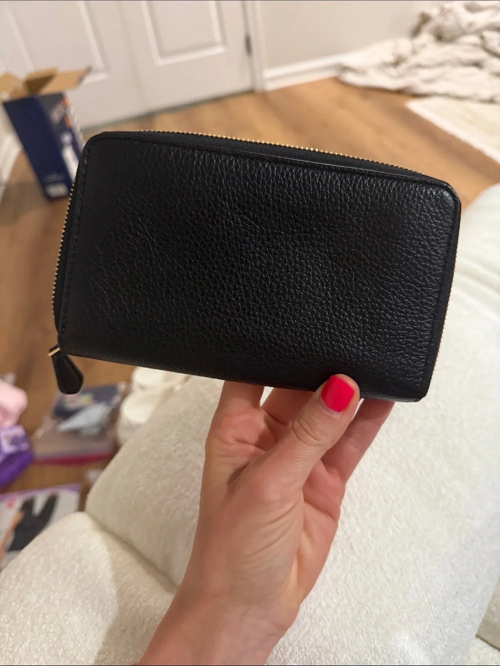 Coach Black Pebbled Leather Zip Wallet - Picture 2 of 9
